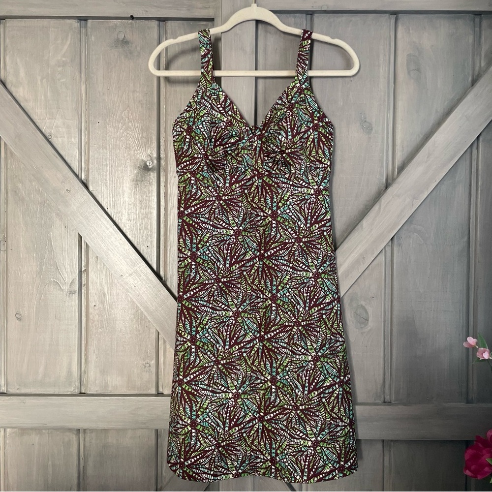 Patagonia Maroon Multi-Color Patterned Tank Dress